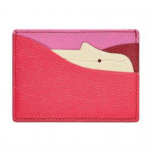 HERMES Натуральная кожа телёнка с козьей и крокодиловой кожей картхолдер женский тёплый тон