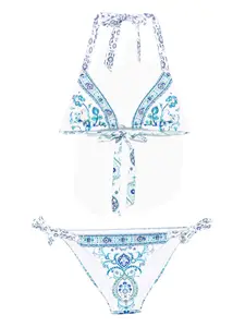 Бикини с принтом пейсли и вырезом халтер Camilla, белый