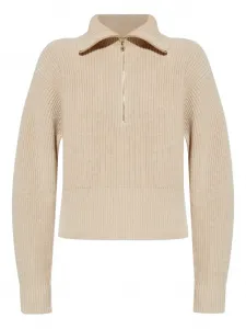 Свитер в рубчик с воротником на молнии MAX MARA, нейтральный