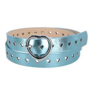 Женский металлический ремень с перфорацией в виде сердца и пряжкой в ​​виде сердца CTM, синий
