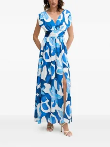 Макси-платье с цветочным принтом и V-образным вырезом Morgan, синий