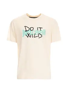 Футболка с короткими рукавами и принтом Just Cavalli, бежевый