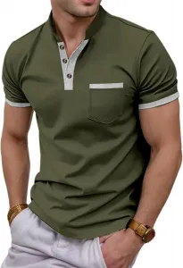 Мужская футболка поло Henley с цветными блоками Slim Fit YSERB