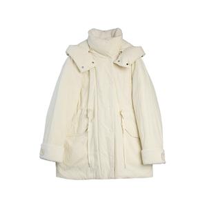 ELLE Пуховик женский Ecru с капюшоном Moderate Puffer