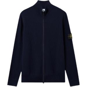 Кардиган с воротником-стойкой и рубчиками STONE ISLAND, marine синий