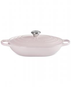 Эмалированная чугунная прямоугольная кастрюля Signature объемом 3,75 кварты с крышкой Le Creuset, цвет shallot