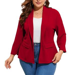 Женский блейзер plus size с рукавом 3/4 и одной пуговицей Clearflower, Red