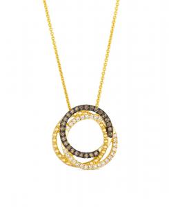 Подвеска-колье с бриллиантами шоколадного цвета (0,17 карата) и телесного цвета (0,13 карата) из медового золота 14 карат Le Vian, Yellow Gold