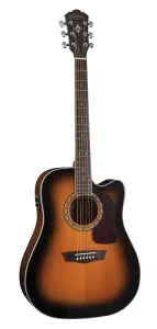Акустическая электрогитара Washburn D10SCE Heritage серии 10 Dreadnought с вырезом. Цвет Tobacco Burst HD10SCETB-O-U