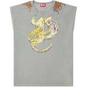Футболка-майка с принтом tattoo graphic DIESEL, серый