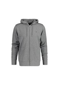 Толстовка мужская - REGULAR SHIELD FULL ZIP HOODIE, капюшон, микс хлопка GANT, серый
