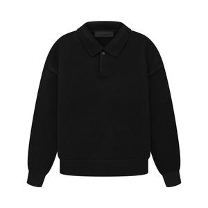 Вязаная рубашка-поло для детей Fear of God Essentials цвета угольно-черного цвета