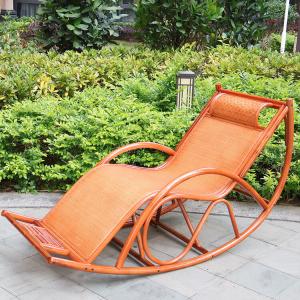 Плетеное кресло-качалка из бамбука с подставкой для ног и анатомической спинкой