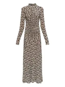 Макси-платье Ida с длинными рукавами, сборкой и воротником-гольф Ulla Johnson, бежевый