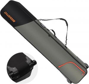 Сумка для сноуборда на колесах, полностью мягкая сумка для лыж для авиаперелетов, водонепроницаемая ткань 1680D, сумка для лыж на колесиках для авиаперелетов, прочная, большой вместимости для лыж, ботинок и шлемов DAUSROOB, Black