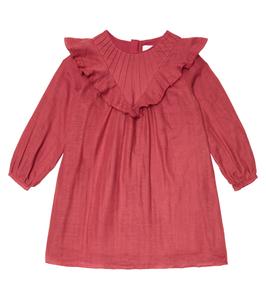 Платье из хлопка с оборками и кантом Chloé Kids, розовый