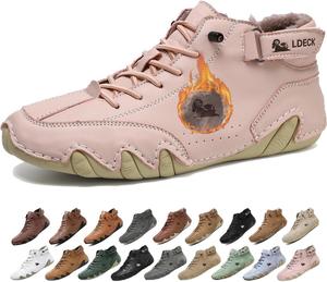 Мужские водонепроницаемые зимние снежные ботинки с ортопедической поддержкой: легкие противоскользящие походные ботинки с теплой дышащей подкладкой для комфорта при ходьбе в холодную погоду весь день Generic, розовый