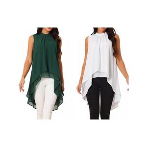 2 упаковки женских блузок с асимметричным подолом и завязкой на спине Inspire Chic, Dark Green White