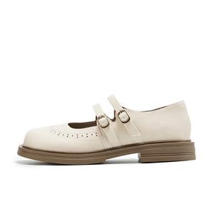 KEKAFU Туфли Мэри Джейн женские бежево-черные