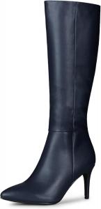 Женские высокие сапоги Allegra K с острым носком и каблуком-стилетто, Navy Blue