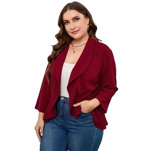 Женский блейзер плюс сайз с длинным рукавом для офиса Seoria, Wine Red