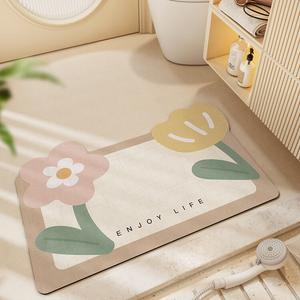 Dajiang Ковер 50х80 см из диатомита, впитывающий влагу, для ванной комнаты, прихожей, технология Spring Blooms, 1x1 см