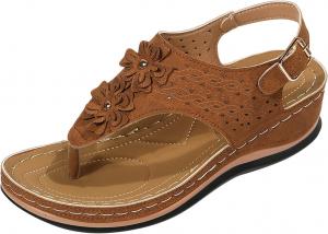 Эргономичные сандалии на клиновидной подошве с разделителем для пальцев уменьшают усталость ног, удобные и функциональные женские сандалии Generic, Brown 6.5