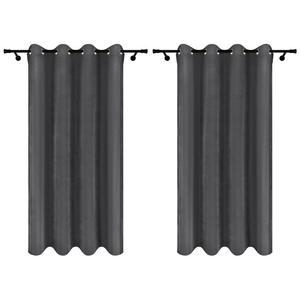 Велюровые шторы на люверсах 140х250 см 2 шт. Графитово-серые шторы с отделкой Voppi, серый