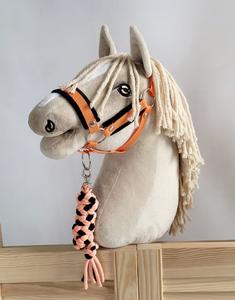 Набор Hobby Horse: недоуздок А3 с черным мехом + веревочный привязь - черный и оранжевый. Inna marka