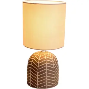 Настольная лампа näve Folio E14 1 шт. Абажур из ткани/белый лен, основание керамическое белое/серое, 1xE14, переключатель-кнопка Näve, коричневый