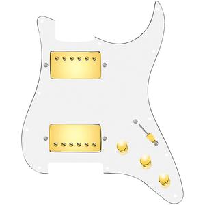 920d Custom HH Loaded Pickguard для страт с золотыми хамбакерами Roughneck и жгутом проводов S5W-HH белого цвета