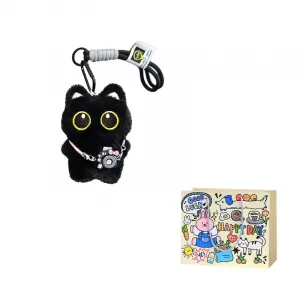 Плюшевый кулон Bobby Bear Cute Little Black Cat высотой 10см BOBIXIONG, Bowknot Cameras Small черный Cat-Lanyard Style