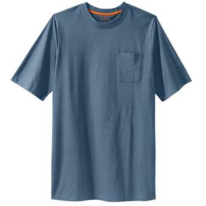 Мужская удлиненная футболка с круглым вырезом Boulder Creek By Kingsize для больших и высоких тяжеловесов с карманами, цвет Slate Blue