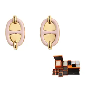 HERMES Металлические серьги женские розовые