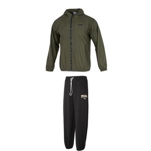 Повседневный спортивный комплект для мужчин Olive Top+Black Bottom PUMA, оливковый/черный