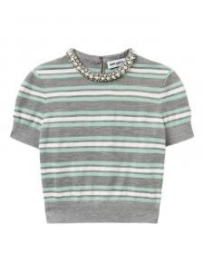 Полосатая футболка Self-Portrait, серый