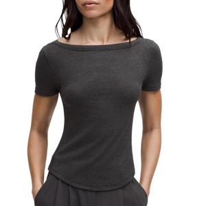 Lululemon Футболка для йоги Hold Tight, женская, Mixed Black/Variegated Black