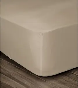 Простыня на резинке 100% хлопок 180x200x30 см бежевый LOVELY HOME