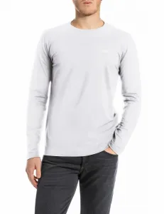 Футболка с длинными рукавами из эластичного трикотажа с логотипом REPLEY