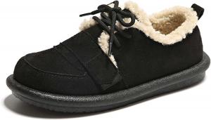 Женские зимние мягкие и комфортные плюшевые хлопковые туфли UANGLI с овечьей шерстью, ретро, на плоской подошве, с плюшевой изоляцией, Black