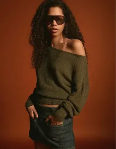 Джемпер асимметричного кроя Bershka хаки