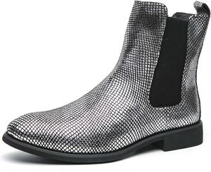 Мужские кожаные ботинки челси Generic, серебро