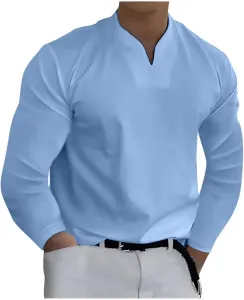 Футболка для мужчин с длинным рукавом и V-образным вырезом