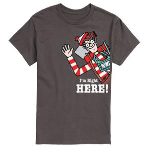 Мужская футболка с графическим рисунком «Where's Waldo I'm Right Here» Licensed Character, цвет Charcoal