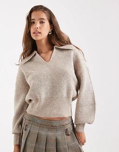 Поло ASOS DESIGN из рубчика Fishman с поясом в овсяном цвете