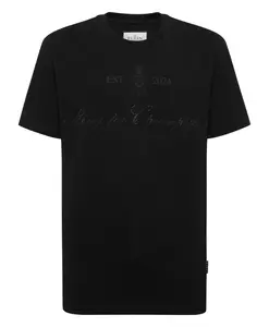 Футболка с круглым вырезом, вышитая камнями. Philipp Plein, черный