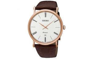 Мужские часы Premier Quartz Movement 40.7 мм с белым циферблатом SEIKO