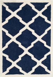 Ковер SAFAVIEH, 61 x 92 см, Chatham Collection Dark Blue/Ivory CHT735C ручной работы Trellis премиум шерстяной