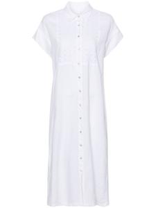 120% Lino платье-рубашка миди с английской вышивкой, белый