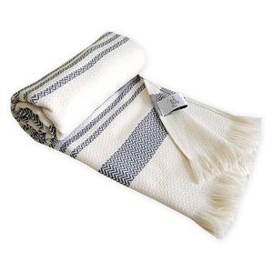 Полотенце для хаммама framsohn Boho ZickZack, махровая ткань - бежевый / серый